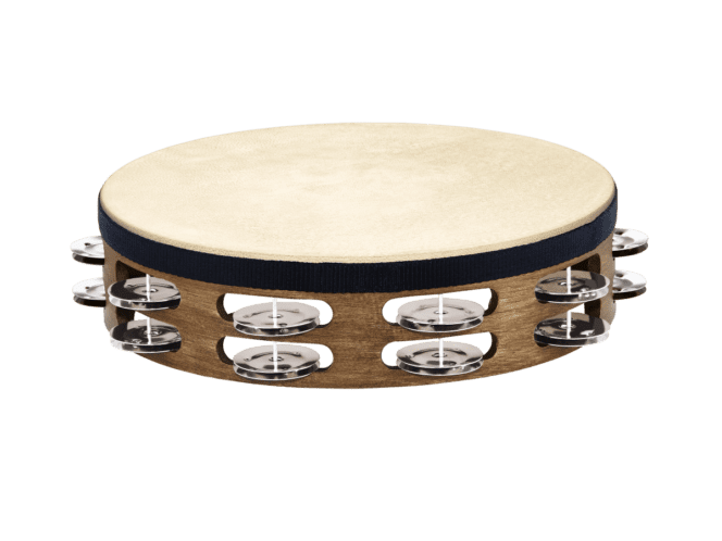 Meinl Double Row Wood Headed Tambourine w/ Steel Jingles - TAH2WB