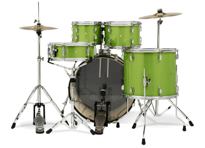 PDP Center Stage 5-Piece Drum Set - Electric Green Sparkle PDCE2215KTEL