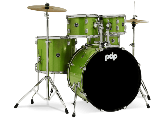 PDP Center Stage 5-Piece Drum Set - Electric Green Sparkle PDCE2215KTEL - Image 2