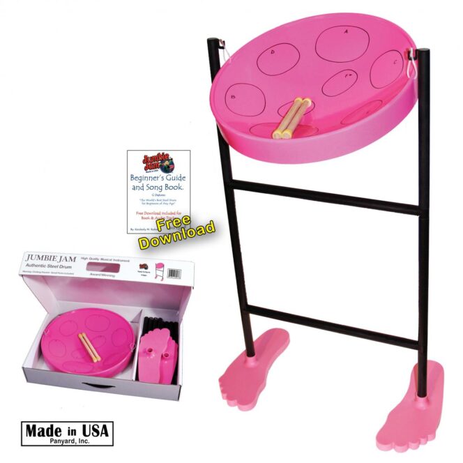 Jumbie Jam Steel Drum Kit - Tube Floor Stand - Pink Pan (G) W1067