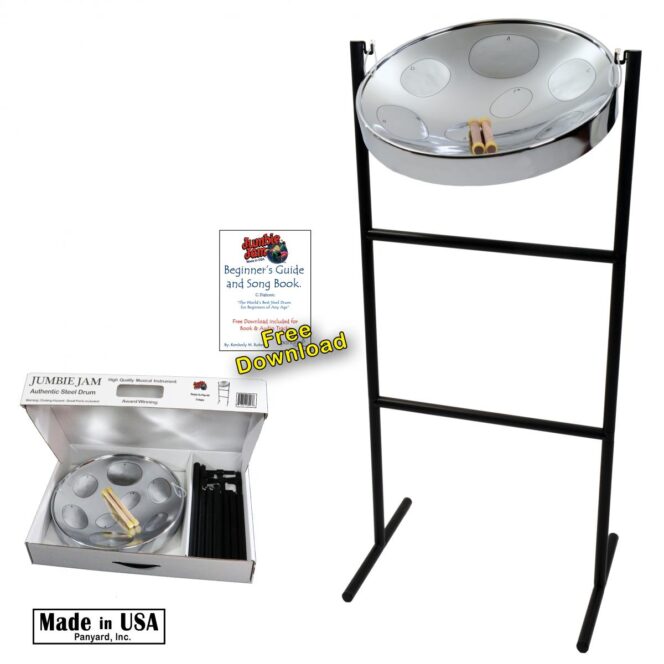 Jumbie Jam Steel Drum Kit - Tube Floor Stand - Chrome Pan (G) W1082