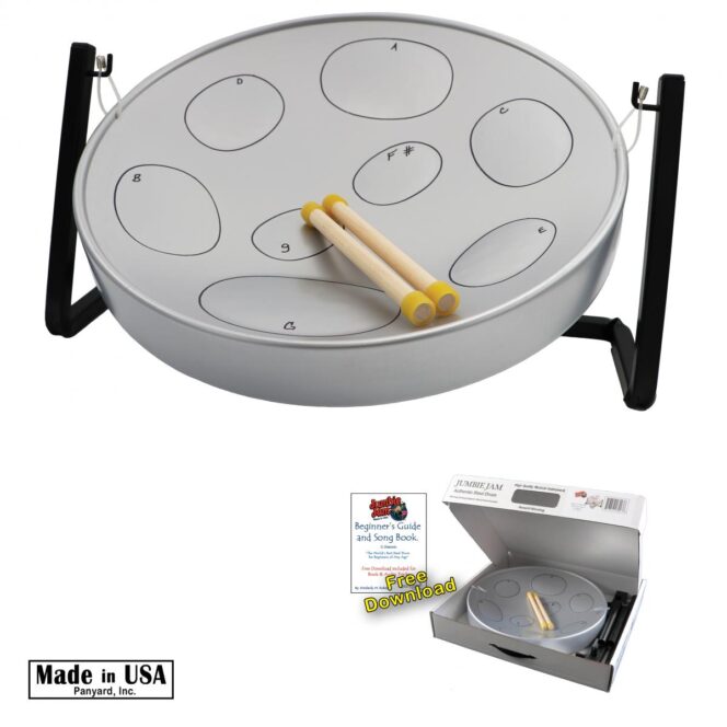 Jumbie Jam Steel Drum Kit - Table Top Stand - Silver Pan (G) W1084