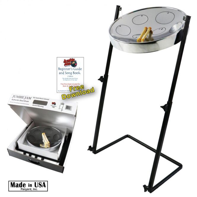 Jumbie Jam Steel Drum Kit - Metal Z-Floor Stand - Chrome Pan (G) W1162