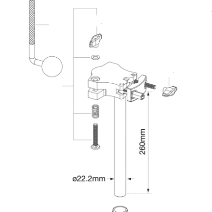 Tama Single Tom Holder w/22.2mm Pipe MTH50SF