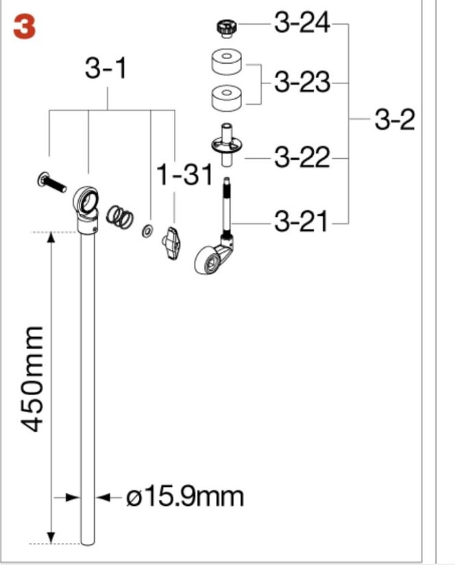 Tama Upper Tube Assembly for HC03W (HC03W3)