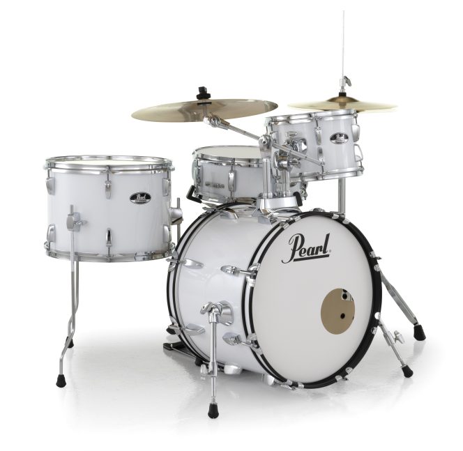 Pearl Roadshow 4-pc Drum Set w/Hardare + Cymbals - Pure White