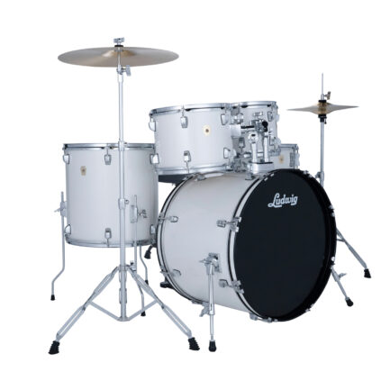 Ludwig Accent Series 5 pc Drum Set w/Cymbals + Hardware – Snow Dust