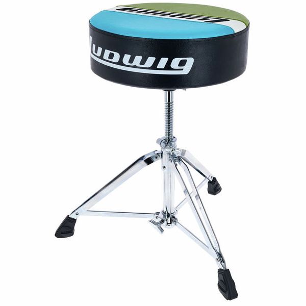 LUDWIG ATLAS CLASSIC LAC49TH – Drummer-Thron In Blau/Oliv Mit Atlas-Logo, Höhenverstellbar